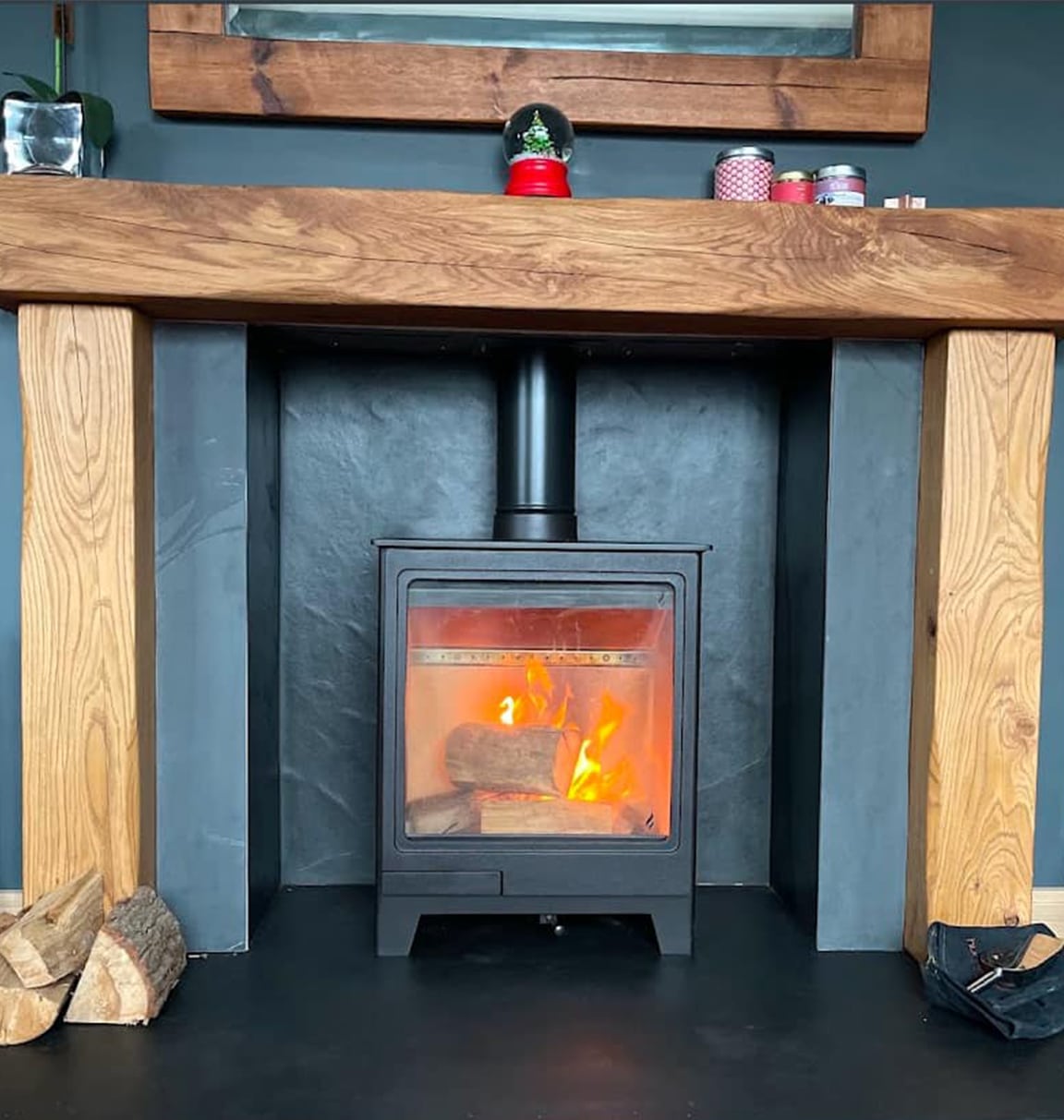 Cozy fireplace in modern home