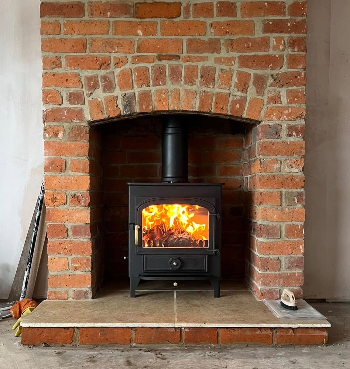 Cozy fireplace in modern home